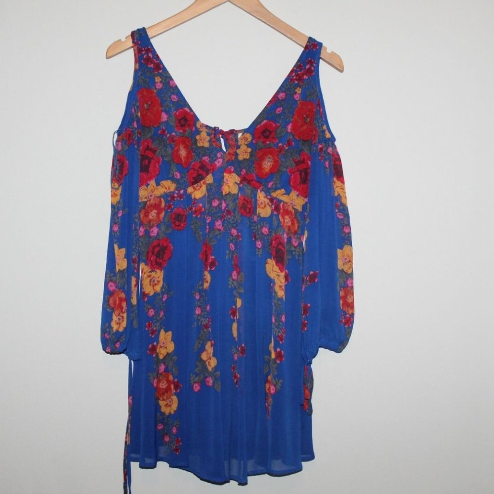 Free People Penny Lover Mini Dress Blue HW9603 - Picture 3 of 11
